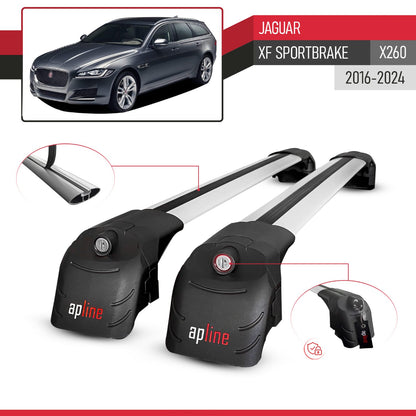 Compatible avec Jaguar XF Sportbrake (X260) 2016-2024 ACE-2 modèle Barres de Toit Railing Porte-Bagages de Voiture Gris Aluminium Barres