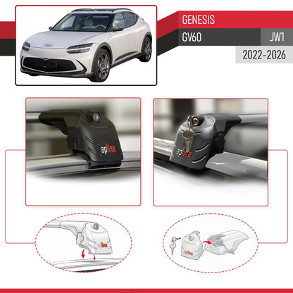Compatible avec Genesis GV60 (JW1) 2022-2026 ACE-2 modèle Barres de Toit Railing Porte-Bagages de Voiture Gris Aluminium Barres