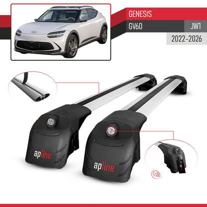 Compatible avec Genesis GV60 (JW1) 2022-2026 ACE-2 modèle Barres de Toit Railing Porte-Bagages de Voiture Gris Aluminium Barres