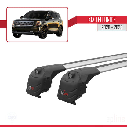 Compatible avec Kia Telluride 2020-2024  ACE-2 Barres de Toit Railing Porte-Bagages de Voiture Gris Aluminium 2 Barres