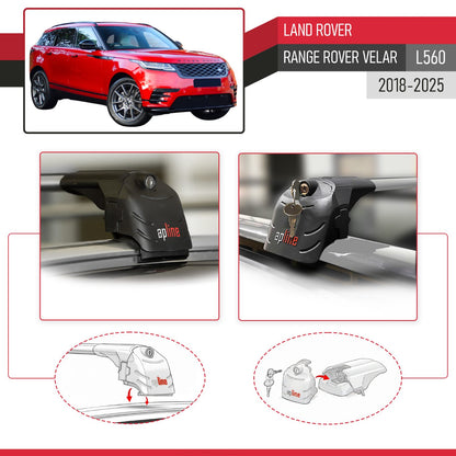 Compatible avec Land Rover Range Rover Velar (L560) 2018-2025 ACE-2 modèle Barres de Toit Railing Porte-Bagages de Voiture Gris Aluminium Barres