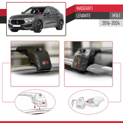 Compatible avec Maserati Levante (M161) 2016-2024 ACE-2 modèle Barres de Toit Railing Porte-Bagages de Voiture Gris Aluminium Barres