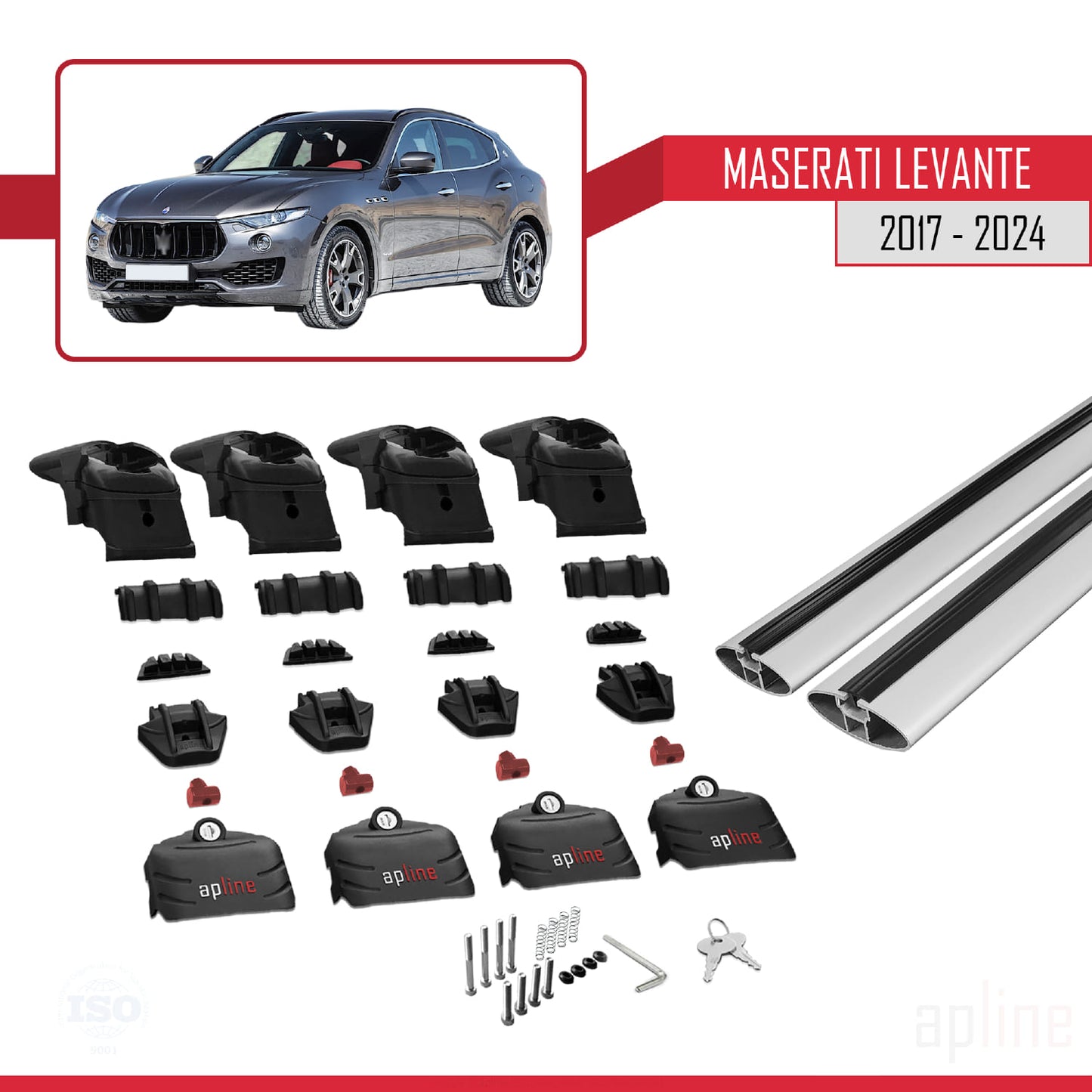 Compatible avec Maserati Levante 2017-2024 ACE-2 Barres de Toit Railing Porte-Bagages de Voiture Gris Aluminium 2 Barres