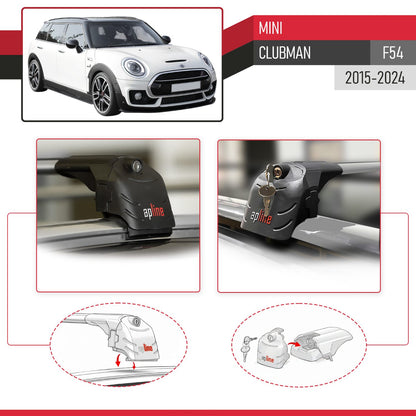 Compatible avec Mini Clubman (F54) 2015-2024 ACE-2 modèle Barres de Toit Railing Porte-Bagages de Voiture Gris Aluminium Barres