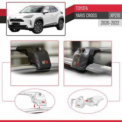 Compatible with Toyota Yaris Cross 2020-2025 ACE-2 Car Roof Rack Cross Bar Grey Aluminium 2 Bars