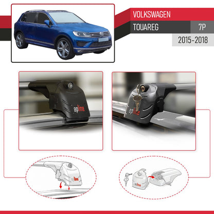 Compatible with VW Touareg 2015-2018 ACE-2 Car Roof Rack Cross Bar Grey Aluminium 2 Bars