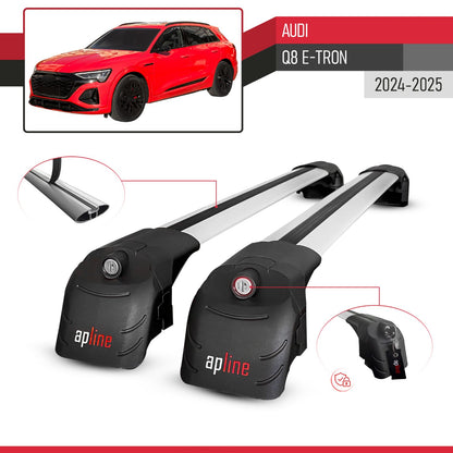Compatible avec Audi Q8 e-Tron 2024-2025 ACE-2 modèle Barres de Toit Railing Porte-Bagages de Voiture Gris Aluminium Barres