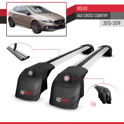 Compatible with Volvo V40 Cross Country 2013-2018 ACE-2 Car Roof Rack Cross Bar Grey Aluminium 2 Bars