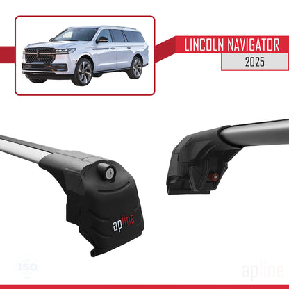 Compatible avec Lincoln Navigator 2025 ACE-2 Barres de Toit Railing Porte-Bagages de Voiture Gris Aluminium 2 Barres