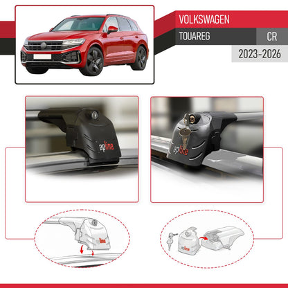 Compatible with VW Touareg 2023-2025 ACE-2 Car Roof Rack Cross Bar Grey Aluminium 2 Bars