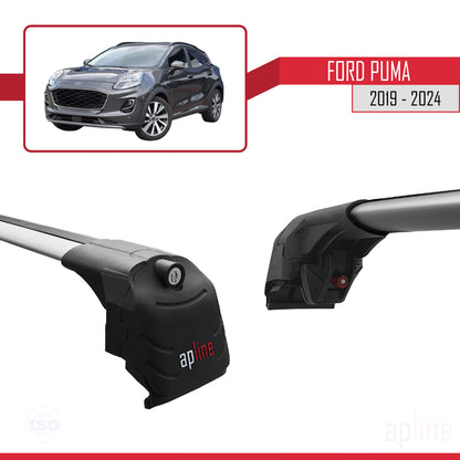 Compatible avec Ford Puma 2019-2024 ACE-2 Barres de Toit Railing Porte-Bagages de Voiture Gris Aluminium 2 Barres