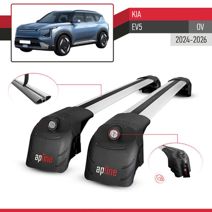 Compatible with Kia EV5 2024-2025 ACE-2 Car Roof Rack Cross Bar Grey Aluminium 2 Bars