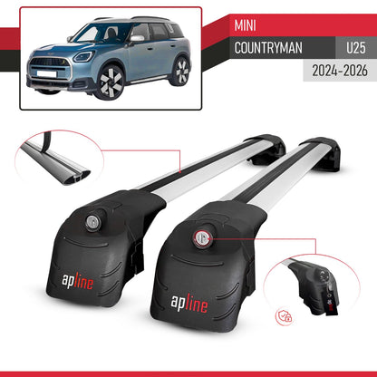 Compatible avec Mini Countryman (U25) 2024-2026 ACE-2 modèle Barres de Toit Railing Porte-Bagages de Voiture Gris Aluminium Barres