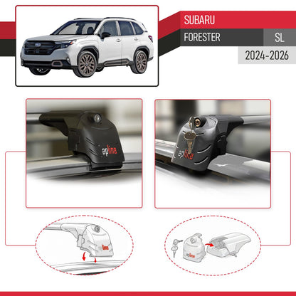 Compatible with Subaru Forester 2024-2025 ACE-2 Car Roof Rack Cross Bar Grey Aluminium 2 Bars