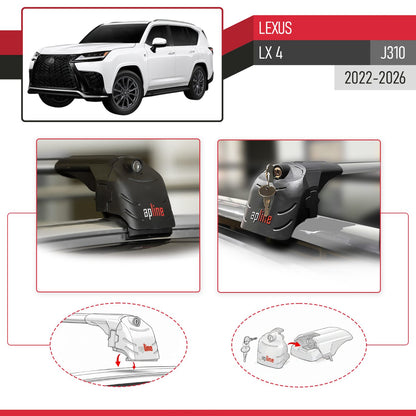 Compatible with Lexus LX 600 2022-2025 ACE-2 Car Roof Rack Cross Bar Grey Aluminium 2 Bars
