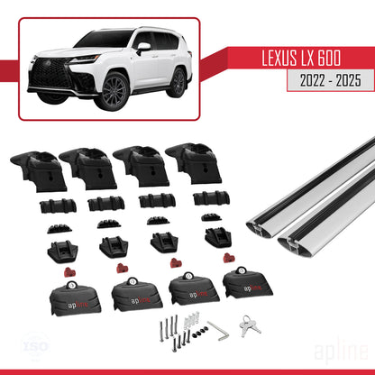 Compatible avec Lexus LX 600 2022-2025 ACE-2 Barres de Toit Railing Porte-Bagages de Voiture Gris Aluminium 2 Barres