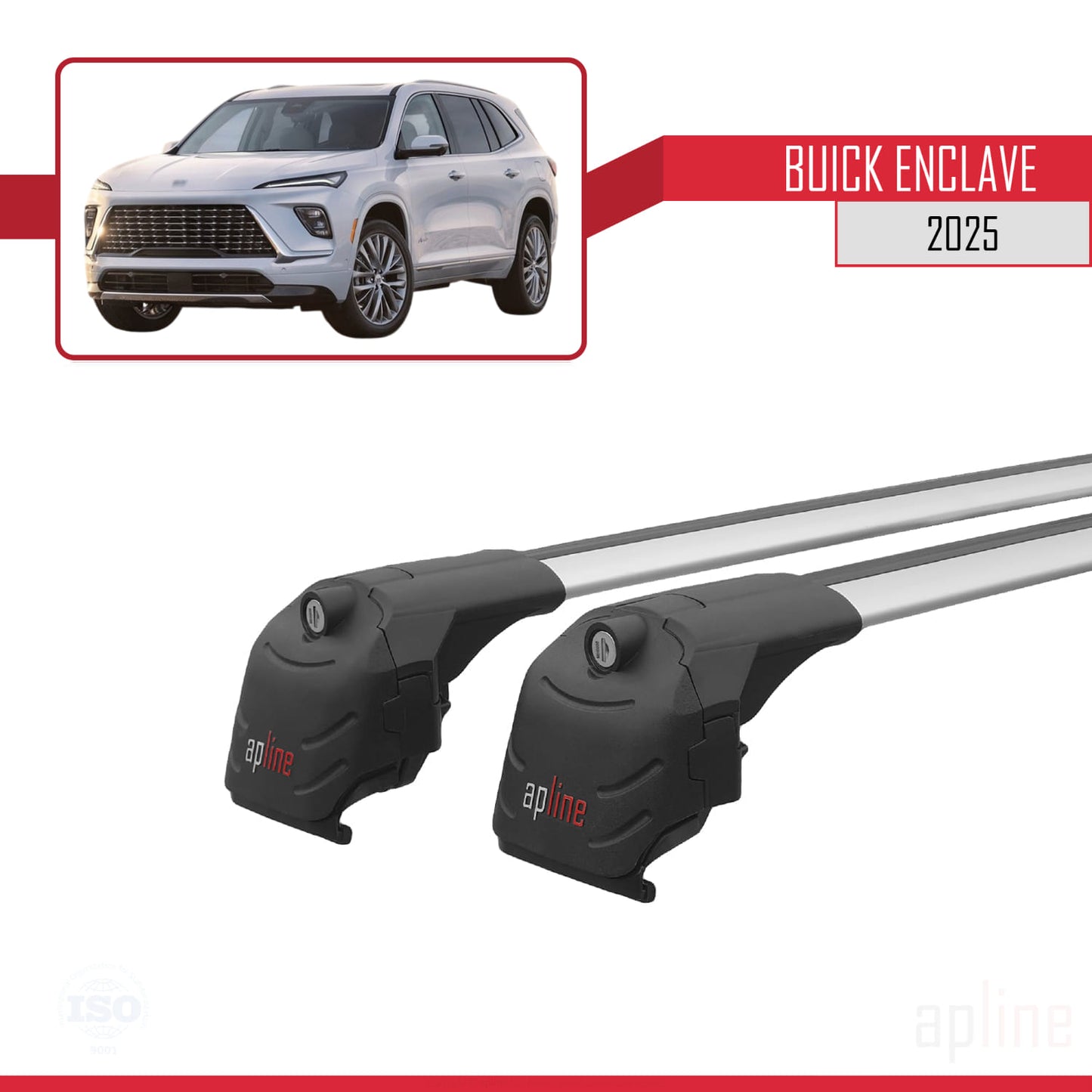 Compatible avec Buick Enclave 2025 ACE-2 Barres de Toit Railing Porte-Bagages de Voiture Gris Aluminium 2 Barres