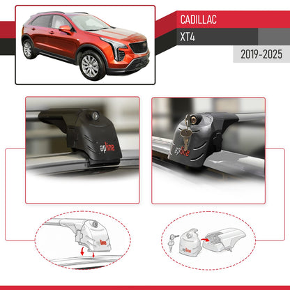 Compatible avec Cadillac XT4 2019-2025 ACE-2 modèle Barres de Toit Railing Porte-Bagages de Voiture Gris Aluminium Barres