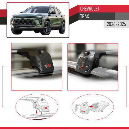 Compatible avec Chevrolet Trax 2024-2026 ACE-2 modèle Barres de Toit Railing Porte-Bagages de Voiture Gris Aluminium Barres