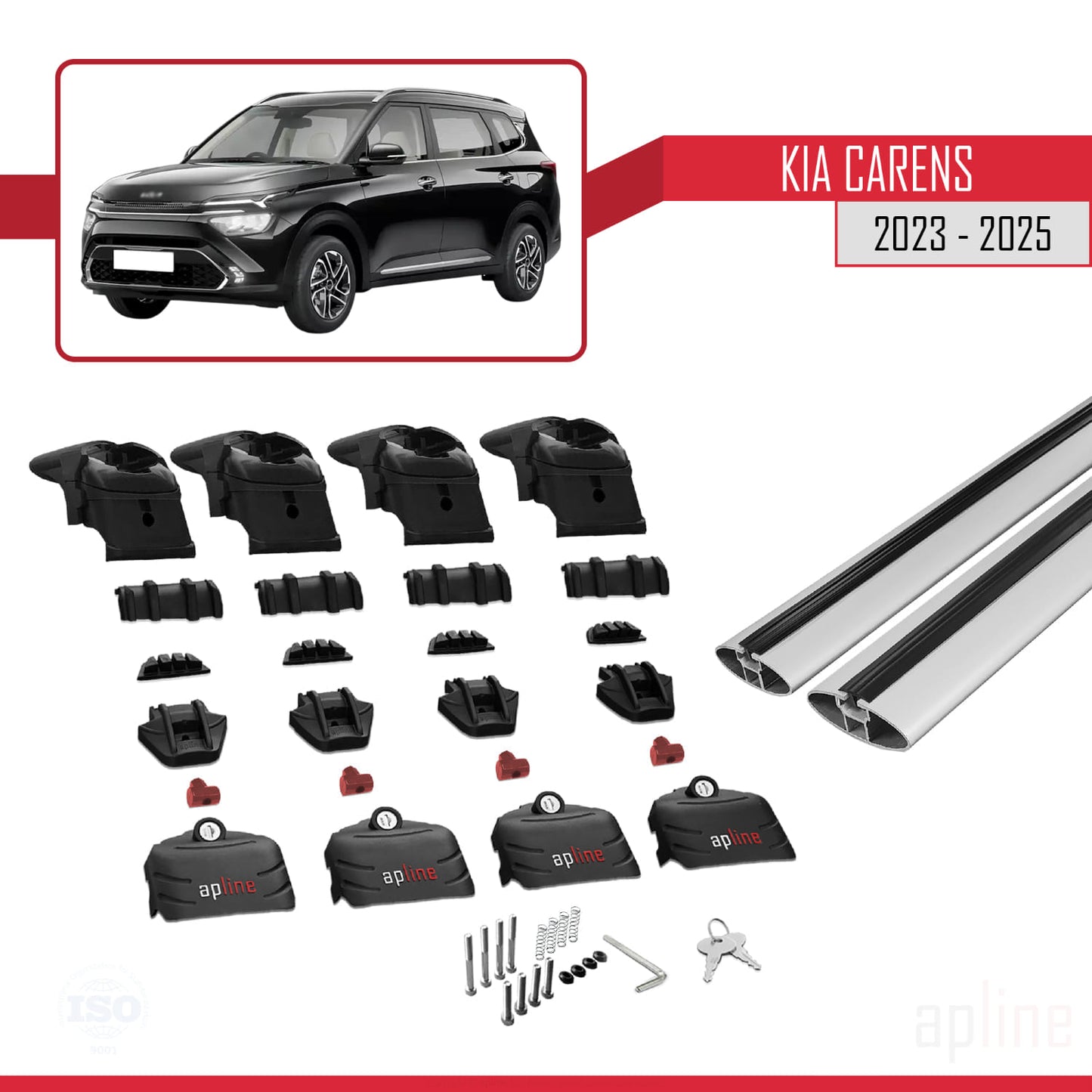 Compatible avec Kia Carens 2023-2025 ACE-2 Barres de Toit Railing Porte-Bagages de Voiture Gris Aluminium 2 Barres