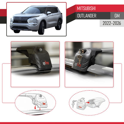 Compatible avec Mitsubishi Outlander (GM) 2022-2026 ACE-2 modèle Barres de Toit Railing Porte-Bagages de Voiture Gris Aluminium Barres