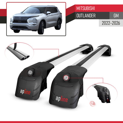 Compatible avec Mitsubishi Outlander (GM) 2022-2026 ACE-2 modèle Barres de Toit Railing Porte-Bagages de Voiture Gris Aluminium Barres