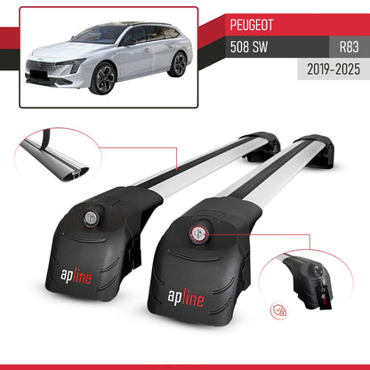 Compatible with Peugeot 508 SW 2019-2025 ACE-2 Car Roof Rack Cross Bar Grey Aluminium 2 Bars