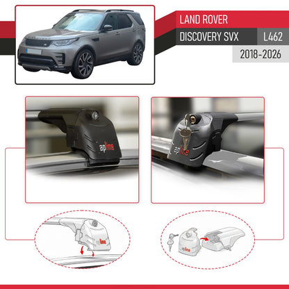 Compatible avec Land Rover Discovery SVX (L462) 2018-2026 ACE-2 modèle Barres de Toit Railing Porte-Bagages de Voiture Gris Aluminium Barres
