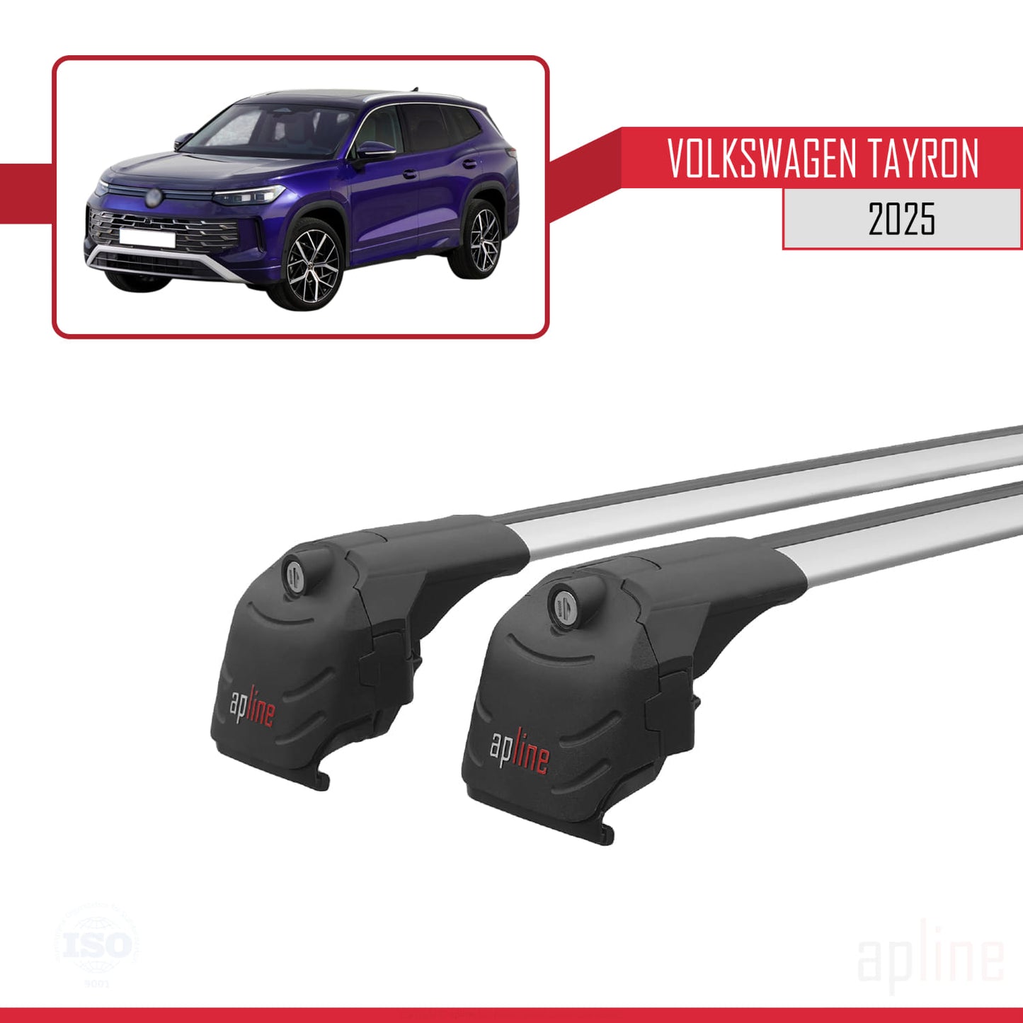 Compatible avec Volkswagen Tayron 2025 ACE-2 Barres de Toit Railing Porte-Bagages de Voiture Gris Aluminium 2 Barres