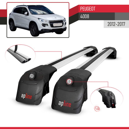 Compatible with Peugeot 4008 2012-2017 ACE-2 Car Roof Rack Cross Bar Grey Aluminium 2 Bars
