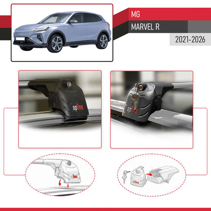 Compatible avec MG Marvel R 2021-2026 ACE-2 modèle Barres de Toit Railing Porte-Bagages de Voiture Gris Aluminium Barres