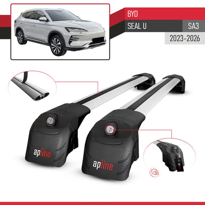 Compatible avec BYD Seal U (SA3) 2023-2026 ACE-2 modèle Barres de Toit Railing Porte-Bagages de Voiture Gris Aluminium Barres