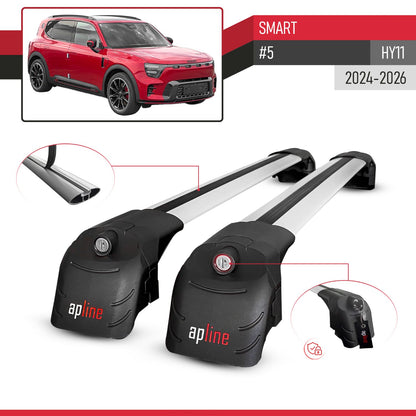 Compatible avec SMART #5 (HY11) 2024-2026 ACE-2 modèle Barres de Toit Railing Porte-Bagages de Voiture Gris Aluminium Barres