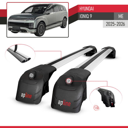 Compatible avec Hyundai Ioniq 9 (ME) 2025-2026 ACE-2 modèle Barres de Toit Railing Porte-Bagages de Voiture Gris Aluminium Barres