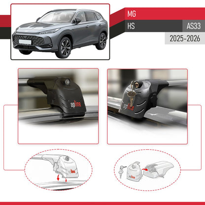 Compatible avec MG HS (AS33) 2025-2026 ACE-2 modèle Barres de Toit Railing Porte-Bagages de Voiture Gris Aluminium Barres