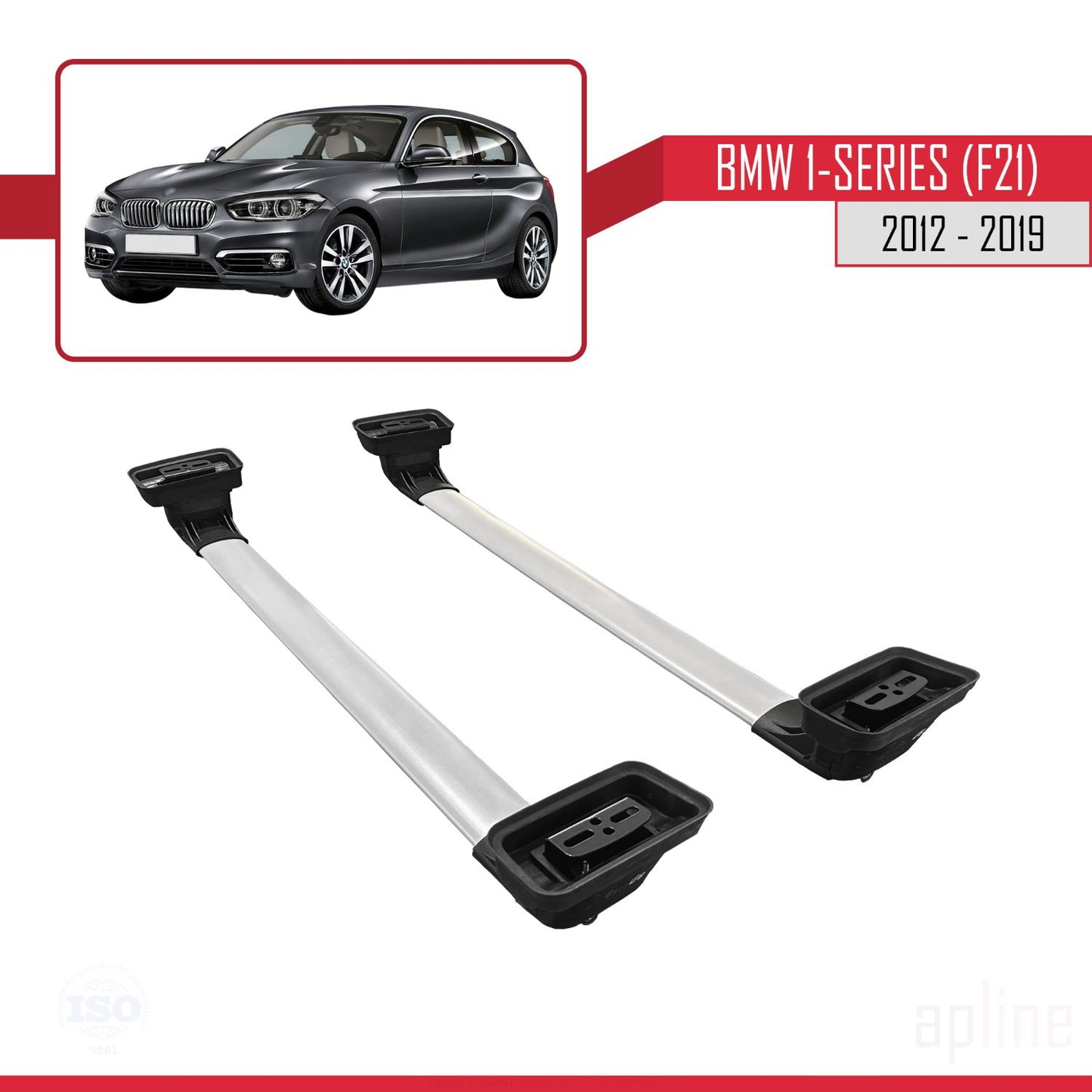 Compatible avec BMW Série 1 (F21) 2012-2019 ACE-3 Barres de Toit Railing Porte-Bagages de Voiture Gris Aluminium 2 Barres