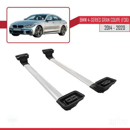 Compatible avec BMW Série 4 Gran Coupe (F36) 2014-2020 ACE-3 Barres de Toit Railing Porte-Bagages de Voiture Gris Aluminium 2 Barres