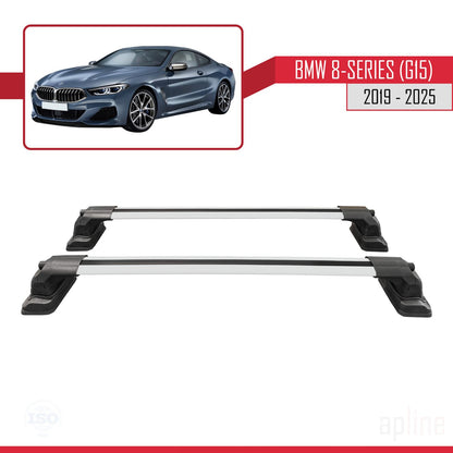 Compatible avec BMW Série 8 (G15) 2019-2025 ACE-3 Barres de Toit Railing Porte-Bagages de Voiture Gris Aluminium 2 Barres