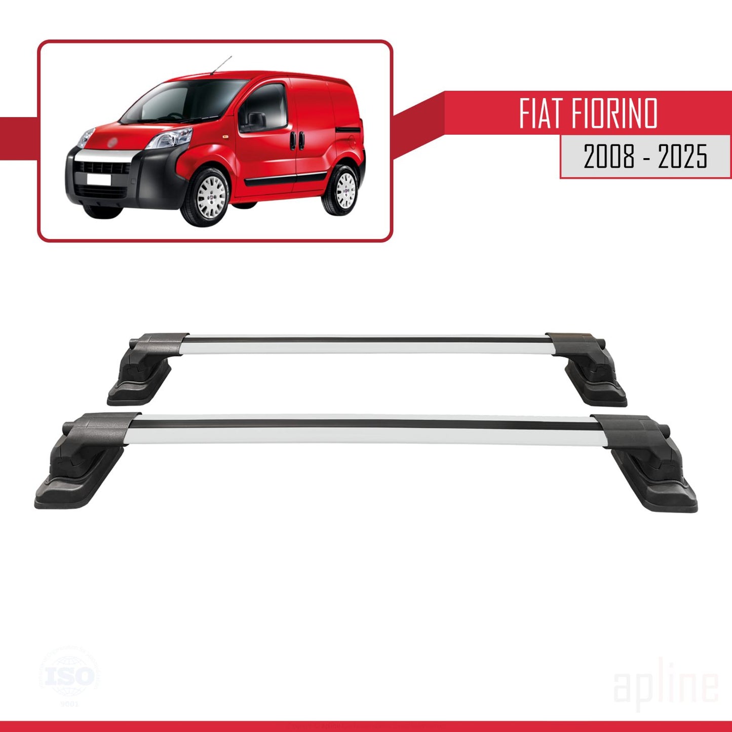 Compatible avec Fiat Fiorino 2008-2025 ACE-3 Barres de Toit Railing Porte-Bagages de Voiture Gris Aluminium 2 Barres