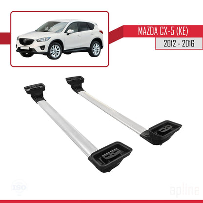 Compatible avec Mazda CX-5 (KE) 2012-2016 ACE-3 Barres de Toit Railing Porte-Bagages de Voiture Gris Aluminium 2 Barres
