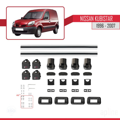 Compatible avec Nissan Kubistar 1996-2007 ACE-3 Barres de Toit Railing Porte-Bagages de Voiture Gris Aluminium 2 Barres