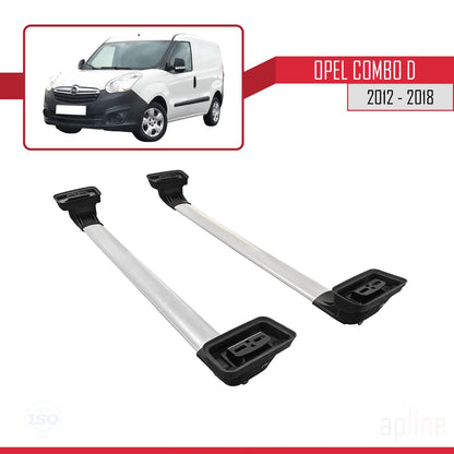 Compatible avec Opel Combo D 2012-2018 ACE-3 Barres de Toit Railing Porte-Bagages de Voiture Gris Aluminium 2 Barres