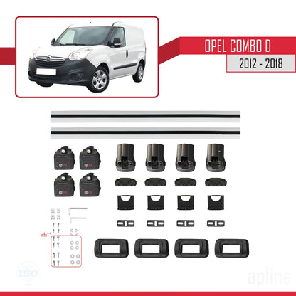 Compatible avec Opel Combo D 2012-2018 ACE-3 Barres de Toit Railing Porte-Bagages de Voiture Gris Aluminium 2 Barres