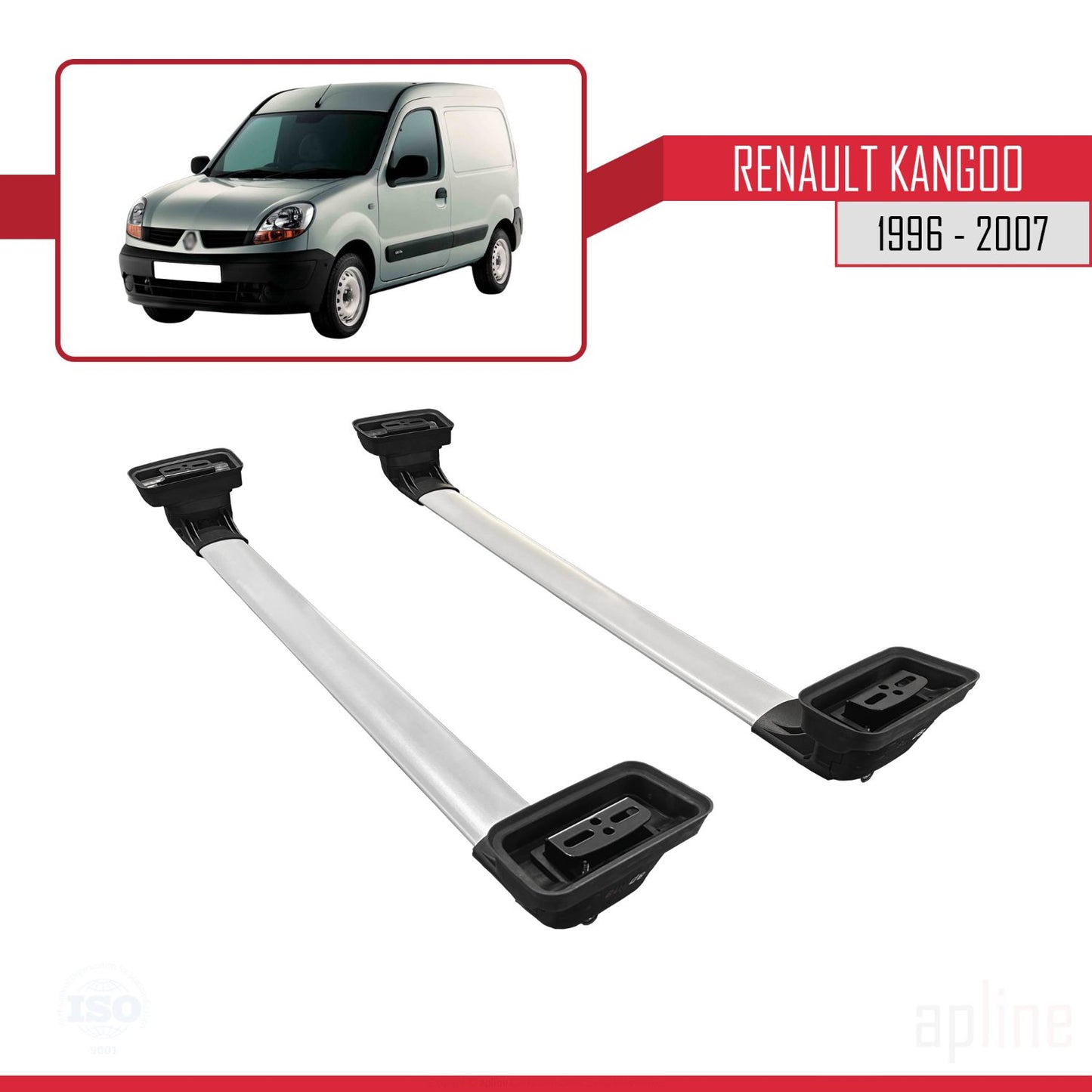 Compatible avec Renault Kangoo 1996-2007 ACE-3 Barres de Toit Railing Porte-Bagages de Voiture Gris Aluminium 2 Barres