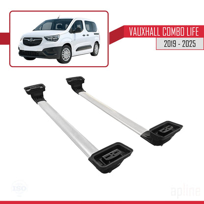 Compatible avec Vauxhall Combo Life 2019-2025 ACE-3 Barres de Toit Railing Porte-Bagages de Voiture Gris Aluminium 2 Barres