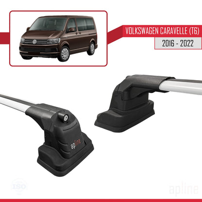 Compatible avec Volkswagen Caravelle (T6) 2016-2022 ACE-3 Barres de Toit Railing Porte-Bagages de Voiture Gris Aluminium 2 Barres