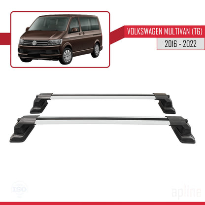 Compatible avec Volkswagen Multivan (T6) 2016-2022 ACE-3 Barres de Toit Railing Porte-Bagages de Voiture Gris Aluminium 2 Barres