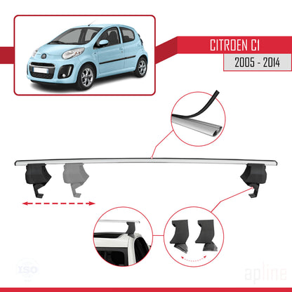 Compatible avec Citroen C1 2005-2014 ACE-4 Barres de Toit Railing Porte-Bagages de Voiture Gris Aluminium 2 Barres