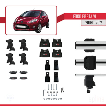 Compatible avec Ford Fiesta 6 Pre-Facelift 2009-2012 ACE-4 Barres de Toit Railing Porte-Bagages de Voiture Gris Aluminium 2 Barres