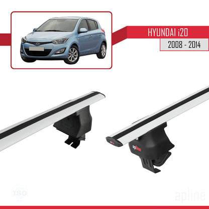 Compatible avec Hyundai i20 (PB) 2008-2014 ACE-4 Barres de Toit Railing Porte-Bagages de Voiture Gris Aluminium 2 Barres